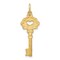 14K Yellow Gold Heart Skeleton Key Charm Love Pendant Jewerly 31mm x 10mm